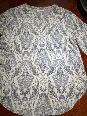 White and Soft Gray Print summer Shirt